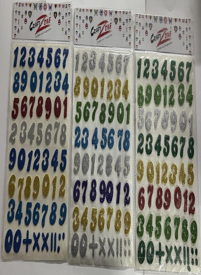 Eclet Eva Foam Glitter Numerics/Numbers/123 Self Adhesive Stickers for Kids, Children Learning or Art & Craft(Set of 3)